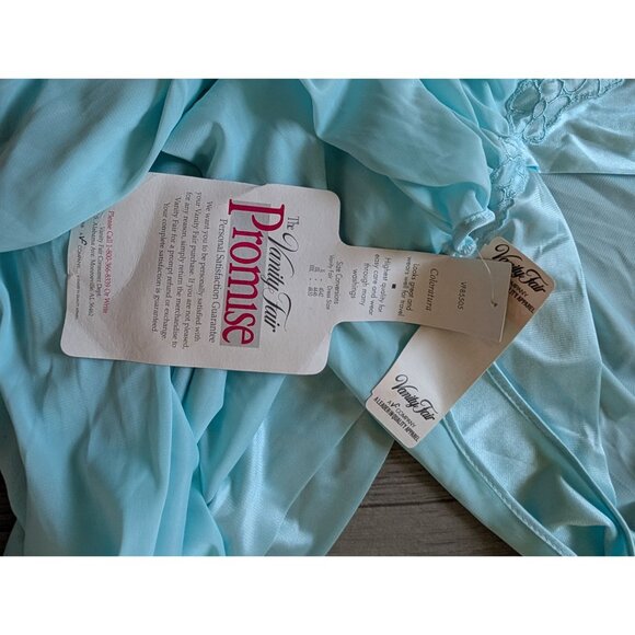 Vintage Vanity Fair Blue Nightgown XXL Sleeveless Embroidered V-Neck Satin Trim - Picture 6 of 10